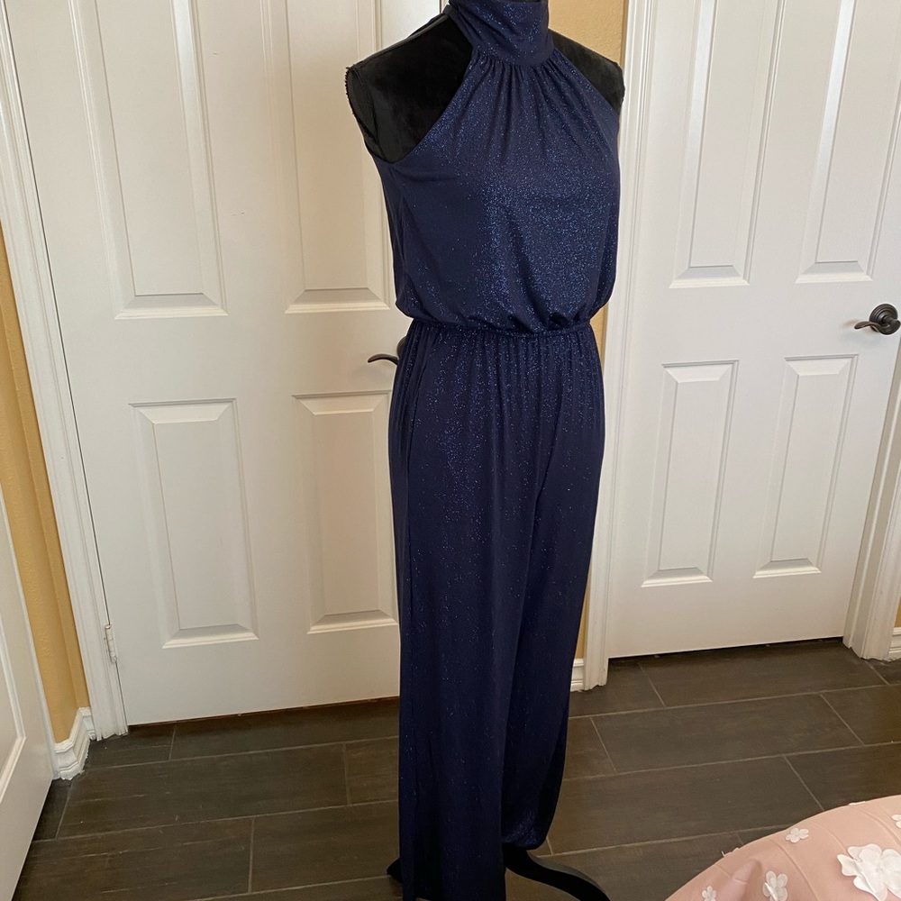 NWOT-Navy Blue, dressy Pant jumpsuit. Size 4P.